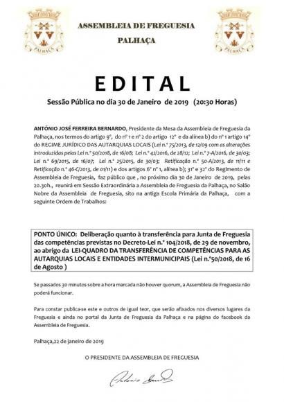 Sessão Extraordinária da Assembleia de Freguesia