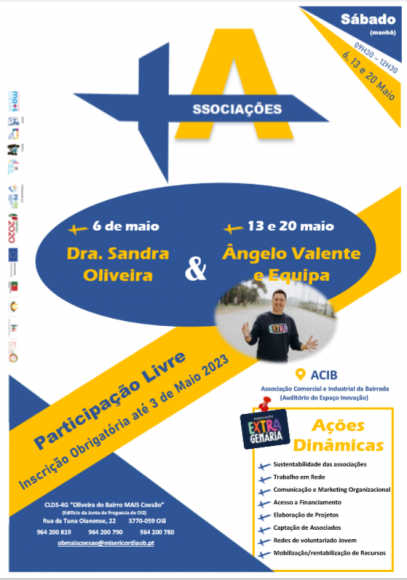 AÇÕES DE FORMAÇÃO GRATUITAS PARA ASSOCIAÇÕES E IPSS'S DO CONCELHO - 6, 13 E 20 MAIO