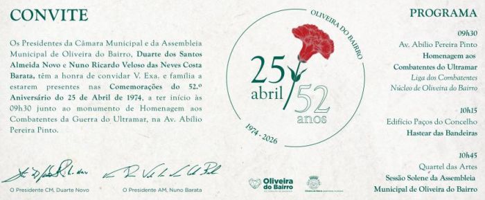 Comemora&ccedil;&otilde;es do 52. 0 Anivers&aacute;rio do 25 de Abril de 1974