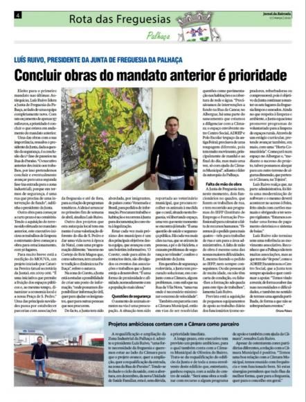 Entrevista do Presidente da Junta de Freguesia ao Jornal da Bairrada